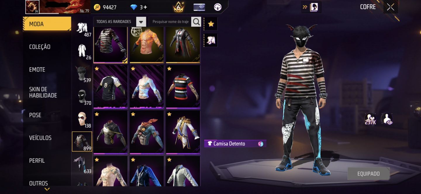 CONTA DE FREE FIRE GEMADA NÍVEL 79 COM ANGELICAL, AVENTUREIRO e COELHÃO