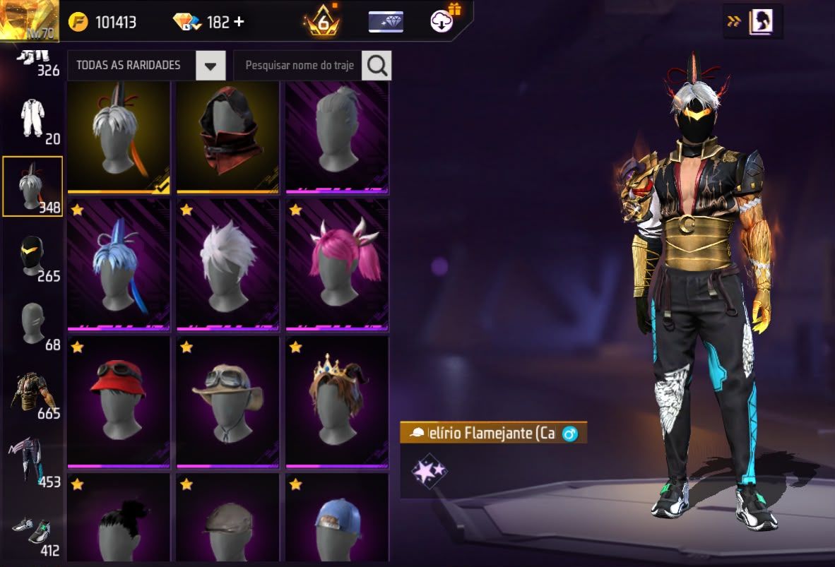 Conta free fire gemada com angelical entrada barba bandeirao punho 650 peitorais