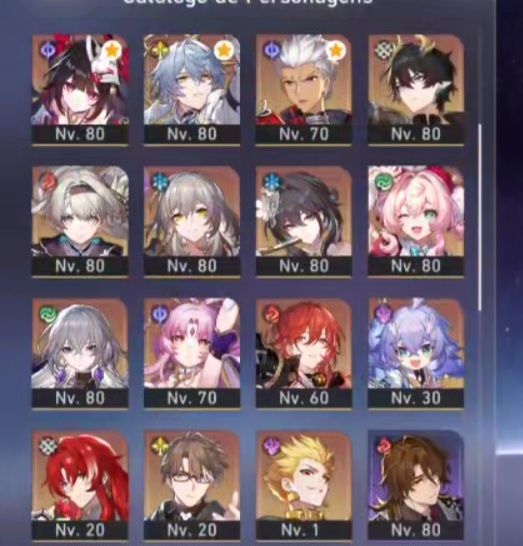 CONTA TL70 COM SILVER WOLF999 E1S1, PHAINON E1S1, EVERNIGHT E0S1, SPARXIE E MAIS