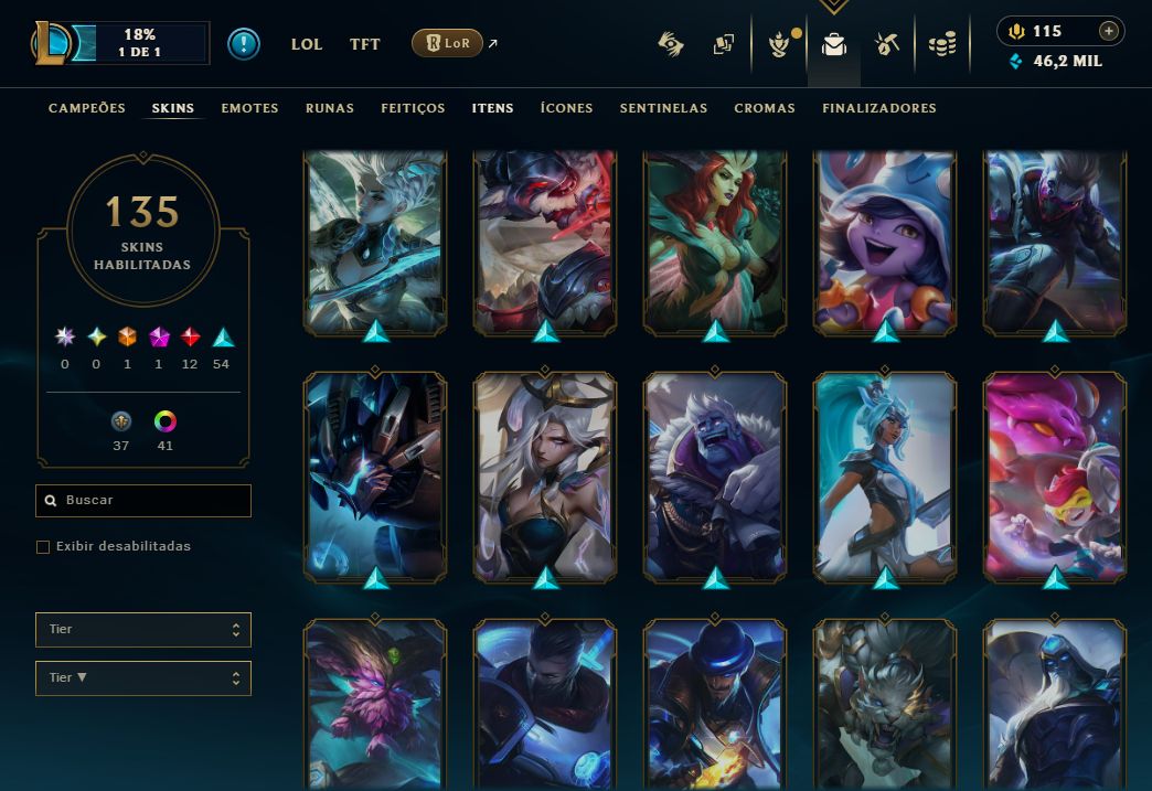 Conta League of Legends 10 anos (135 skins)