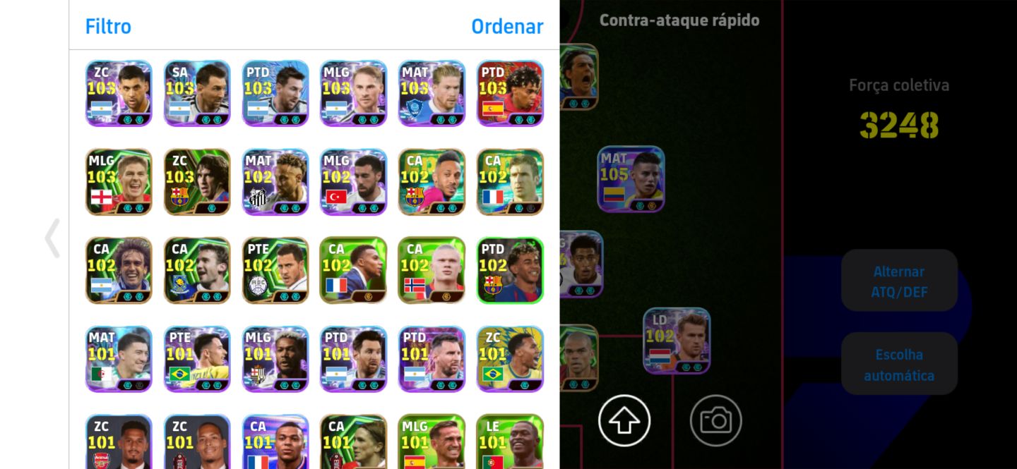 EFootball 3249 Força | 5x Div 1 | Buffon 107, Pepe 107, CR7 106, Vieira 106 |