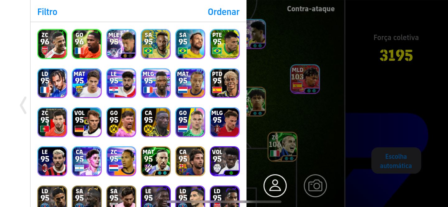 Conta brava de Efootbal, com blitz