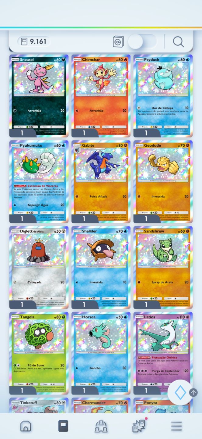 Conta pokemon TCGP cartas raras