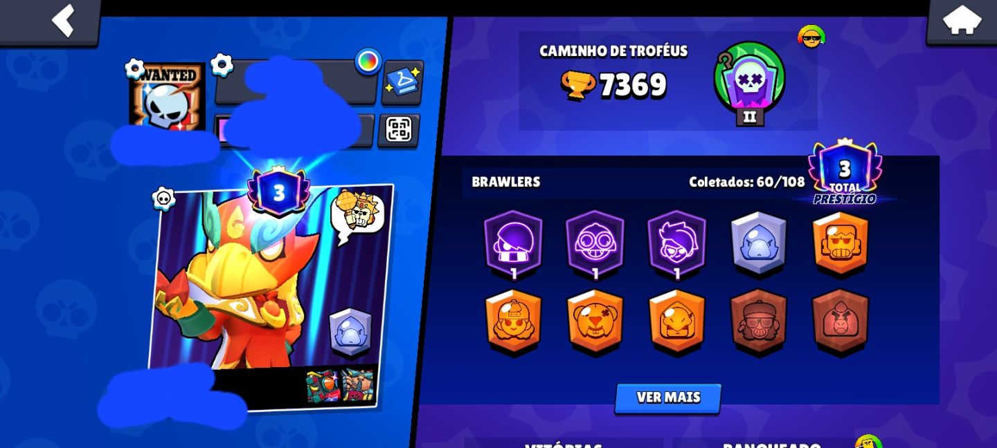 Conta do braw stars com 7k de troféu e com o Vinci e 3 prestigio