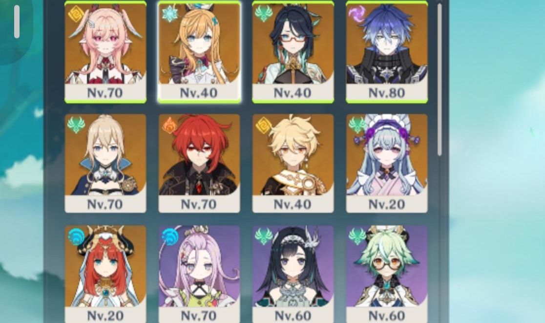 Personagens antigos e atuais,contas GENSHIN impact