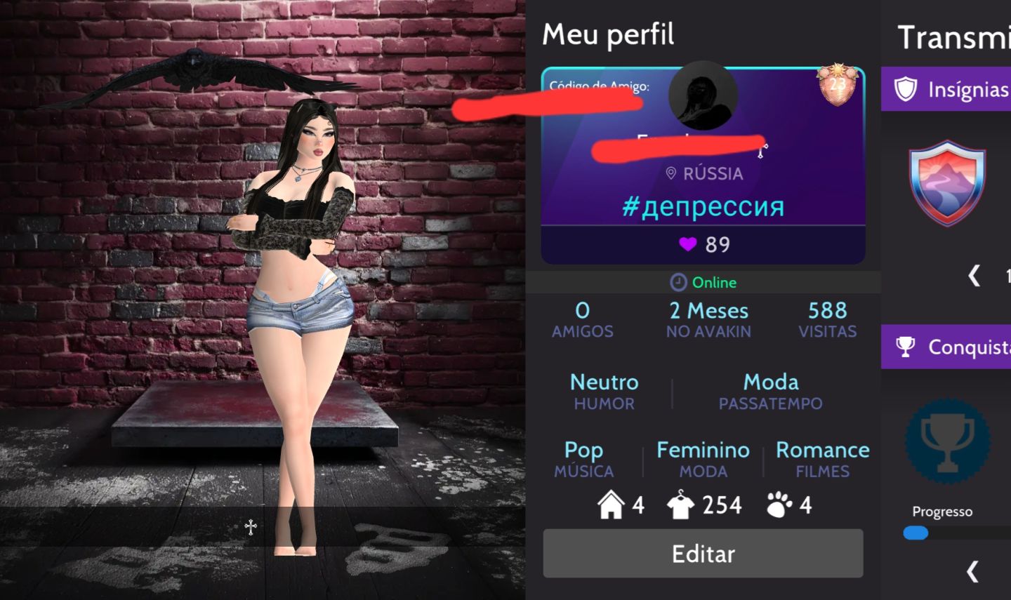 Conta feminina Avakin lv.23