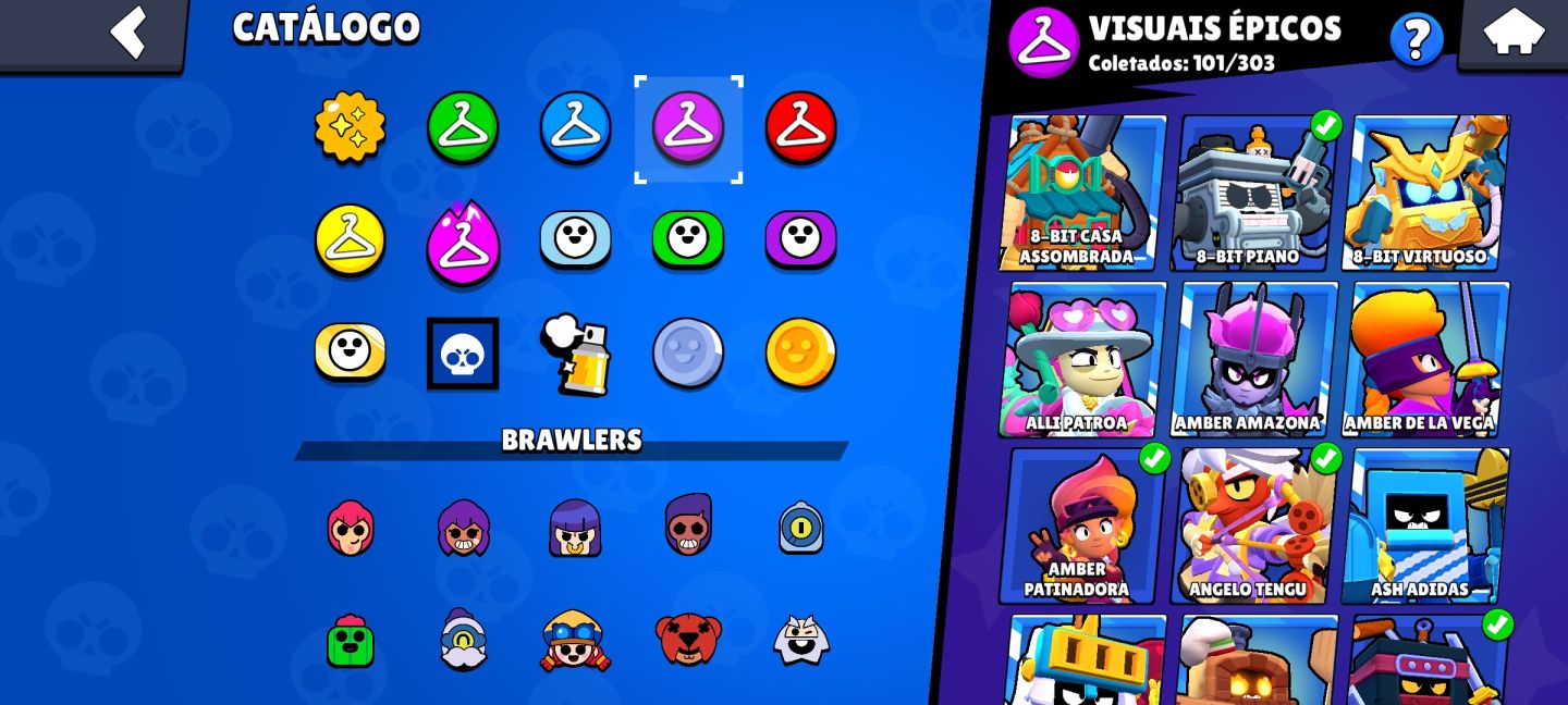 Conta de Brawl Stars com várias coisas