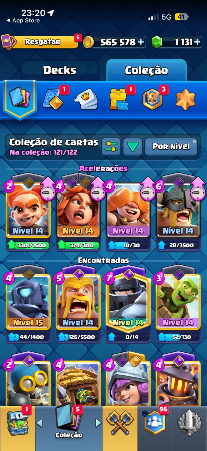 Conta clash royale quase full