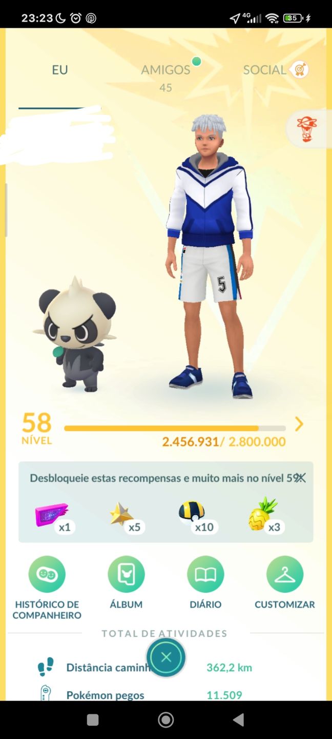 Conta Pokémon Go de 2022, Nível 58, 167 Lendários, 157 Brilhantes