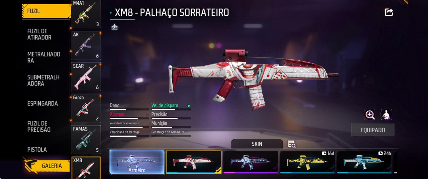 CONTA FF + 115 PEITAS + XM8 ATT 2VEL + GOLA ALTA PRETA + CALÇA JAZZ