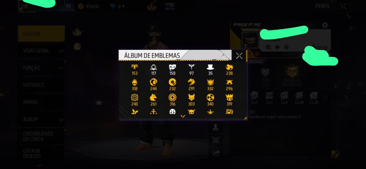 Conta Free Fire antiga primeiros passe