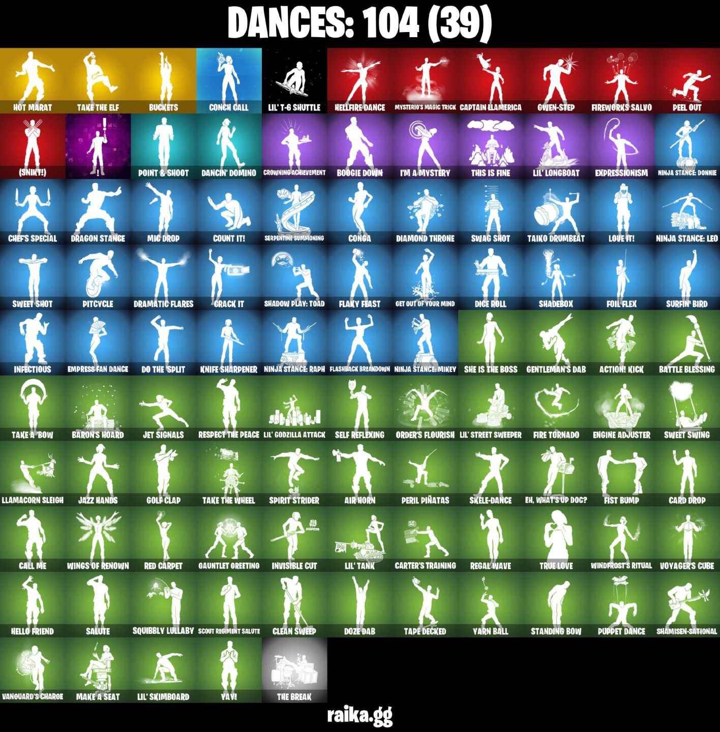 84 Skins - spektra knight, blackheart, emma frost, santa dogg, 1550 vbucks