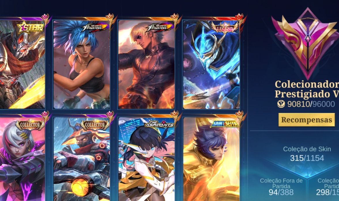 CONTA HIGH ELO | 315 SKINS | GUSION LEGEND + KOF + COLLECTOR