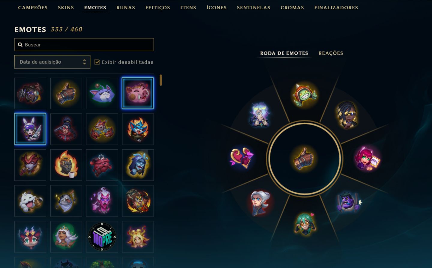 Conta lv 598 com 319 SKINS | 3 ULTIMATE | 7 MITICAS | 282 mil essências azuis
