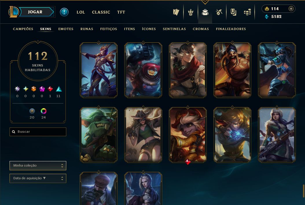 SKIN SHACORINGA + [ QUASE 130 SKINS HABILITADAS ] + 10 SKINS VITORIOSAS RARAS!!!