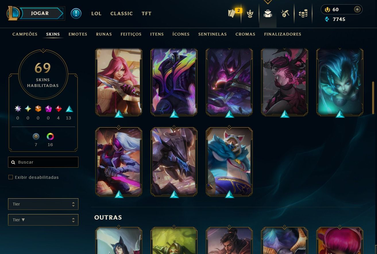 CONTA LEAGUE OF LEGENDS NV. 207 | 69 SKINS