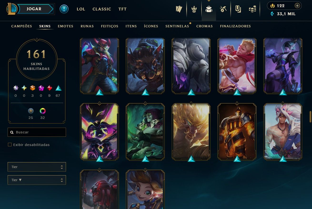 Conta de 2020 - 161 Skins - Lvl 259 - 123 Campeões - 33K de Ea - 32 Cromas
