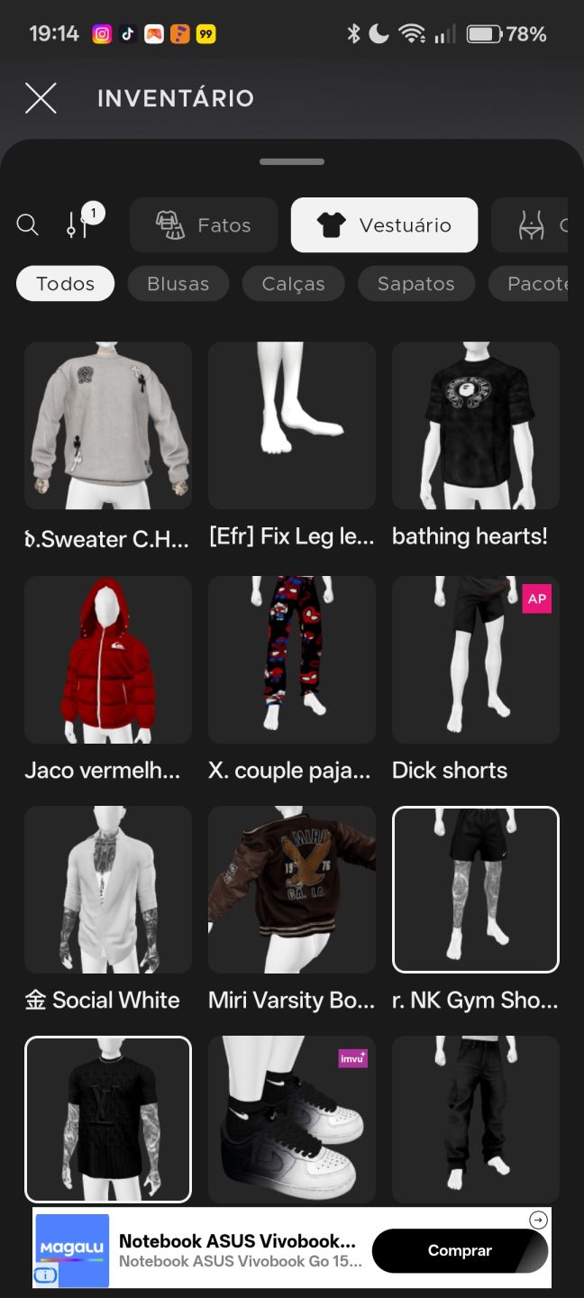 CONTA IMVU AP E AGE, COM KID E ADULTO