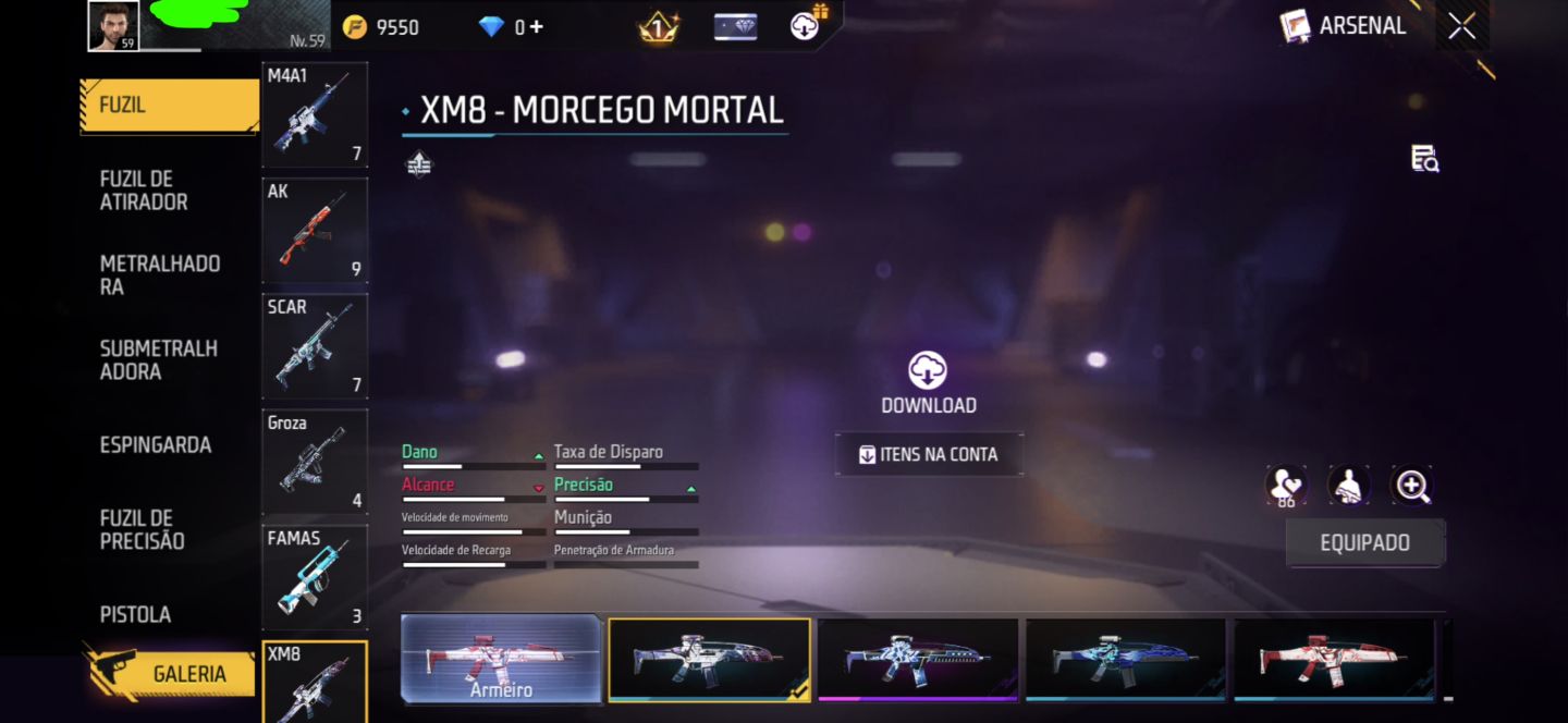 Conta free fire com skins e armas para apostado