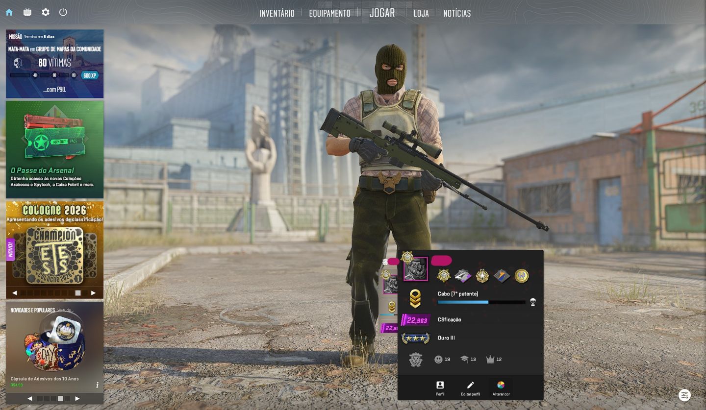 CS2 PRIME + PREMIER + MEDALHAS + LEVEL STEAM