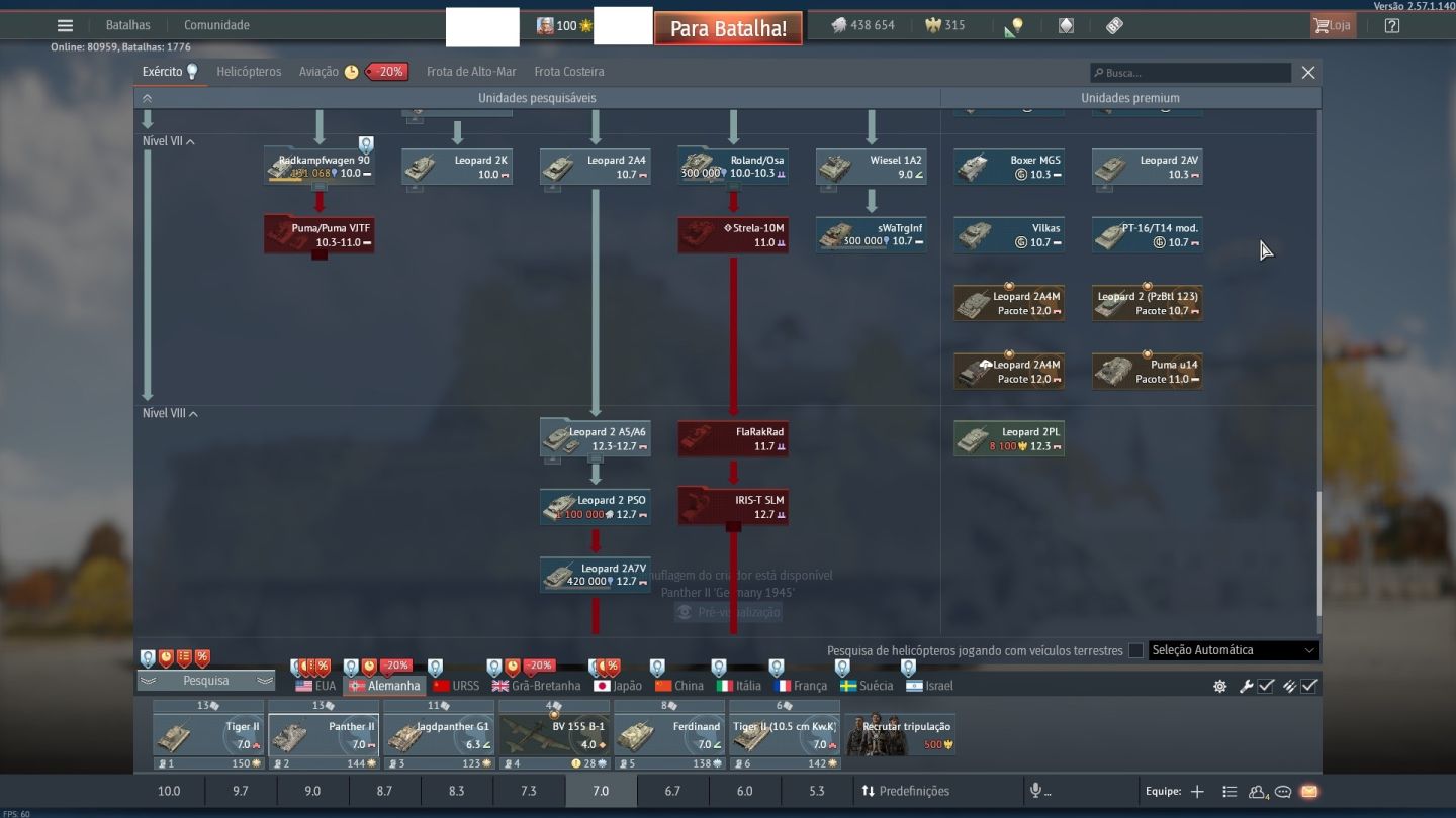 Conta War Thunder (2015) Competitivo