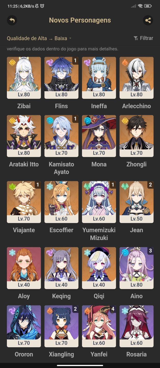 Conta genshin ar 55/valor negociável.