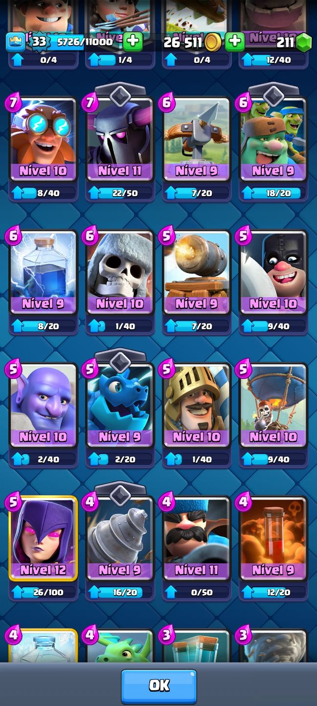 CONTA DE CLASH ROYALE COMPLETA E ANTIGA