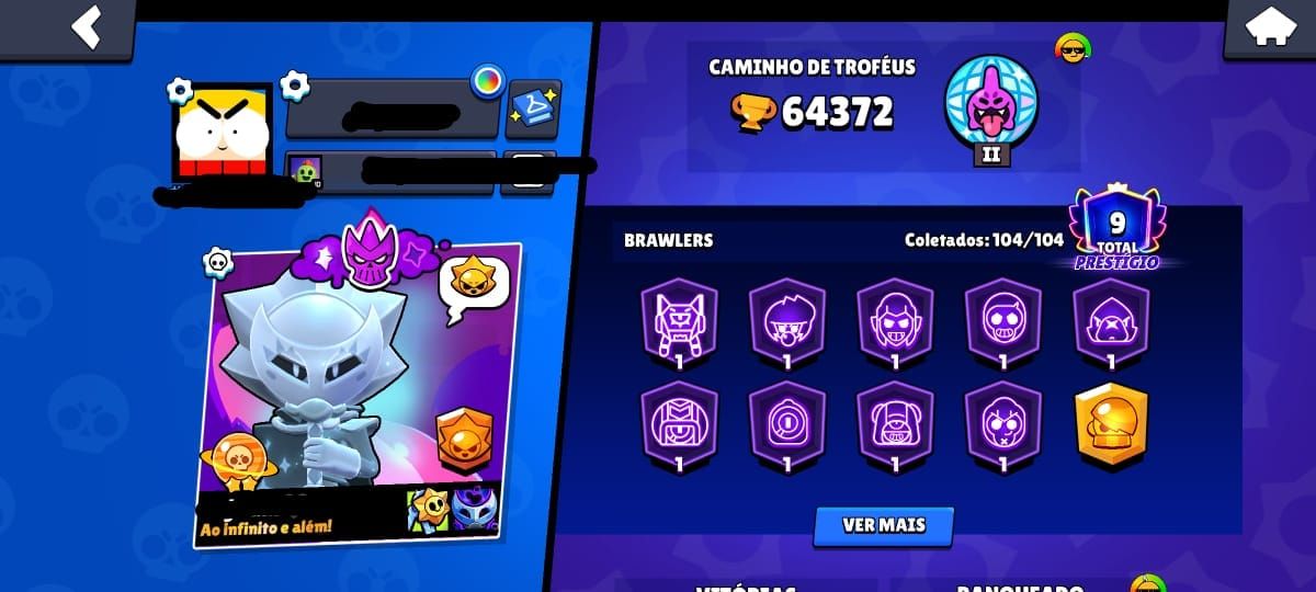 64K Troféus | 104/104 Brawlers | Todos Nível 9+| Conta 2019
