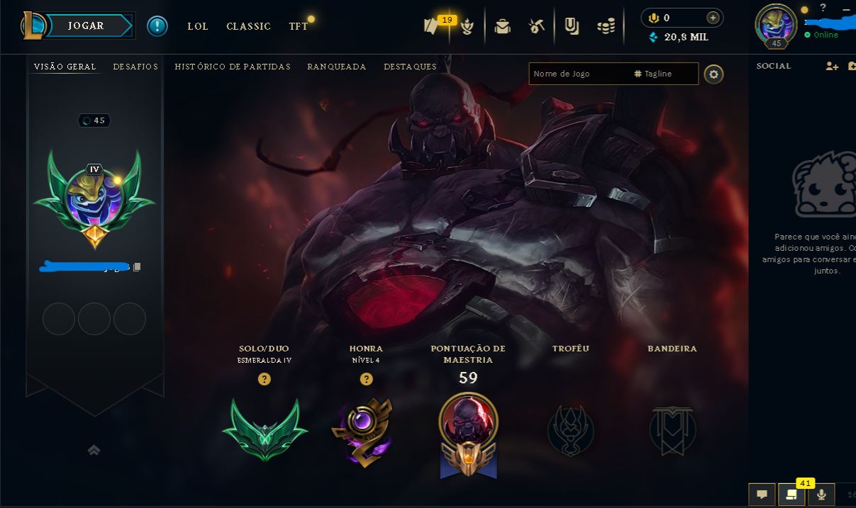 Conta LoL esmeralda