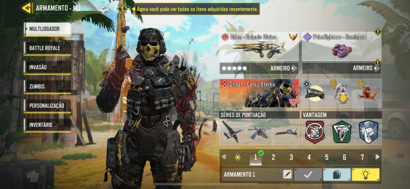 Conta cod mobile com 8 míticas entre outros personagens