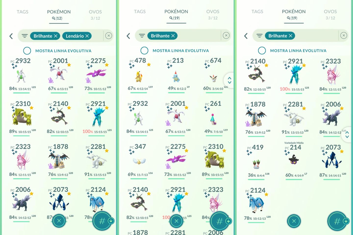 CONTA COLECIONADOR COM SHUNDO +12 LENDÁRIOS SHINY 3 100% E MT FUNDO - POKEMON GO