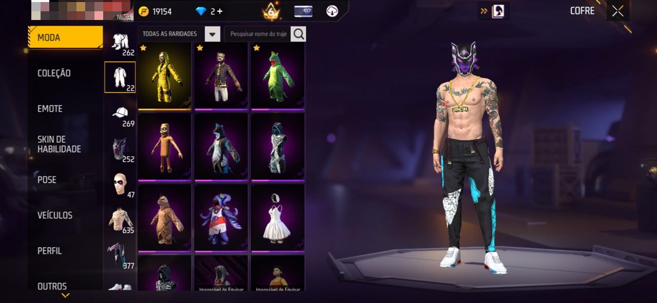 Conta ff com 1,2,3,4,6,7 primeiros passes!