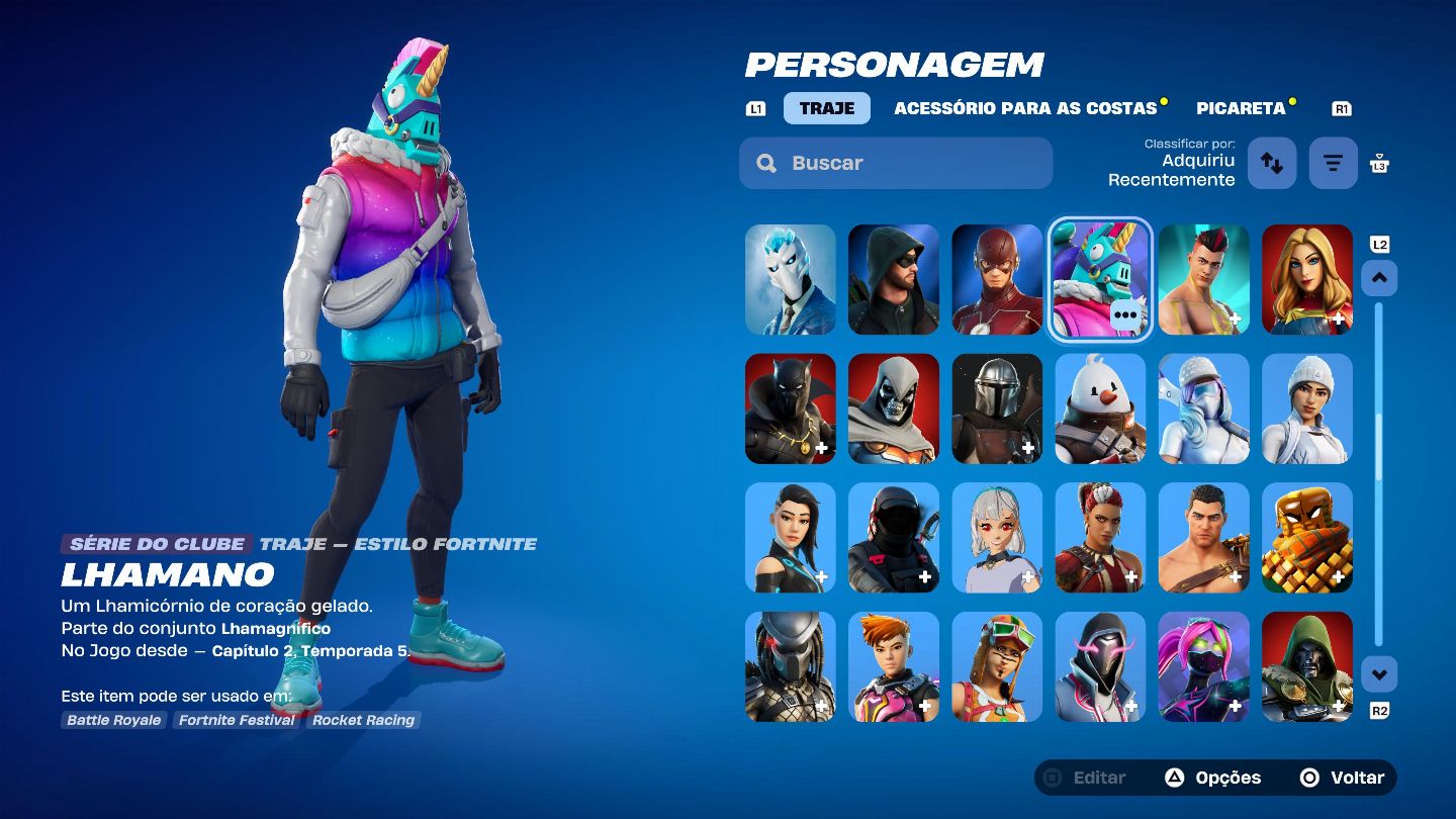 Conta de Fortnite antiga com 169 skins desde a temporada 3