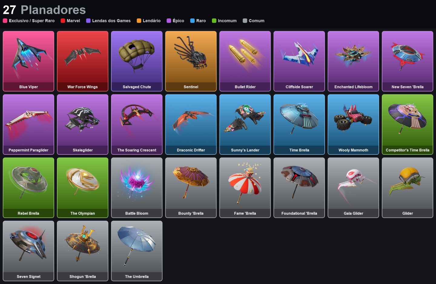 Conta 14 Skins - FIXER - SULTURA - KIM KARDASHIAN - SANTA DOGG - BLUE VIPER