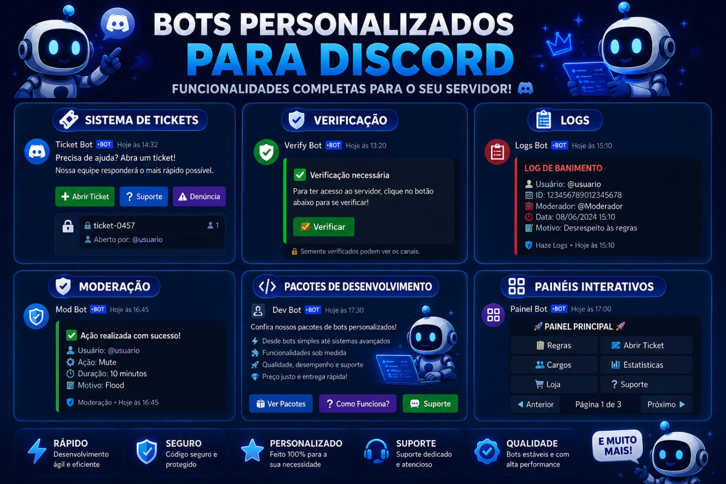 Faço BOTS PERSONALIZADOS para Discord