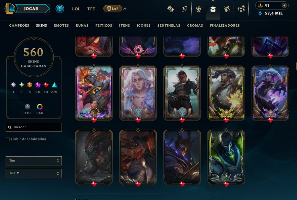 Conta de League of Legends - Diamante 2 (560 skins) Acesso total