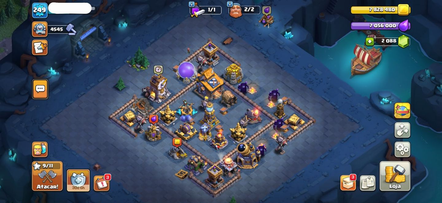 CONTA CLASH OF CLANS END-GAME - CENTRO DE VILA 18 (COM PASSES E MEDALHAS)