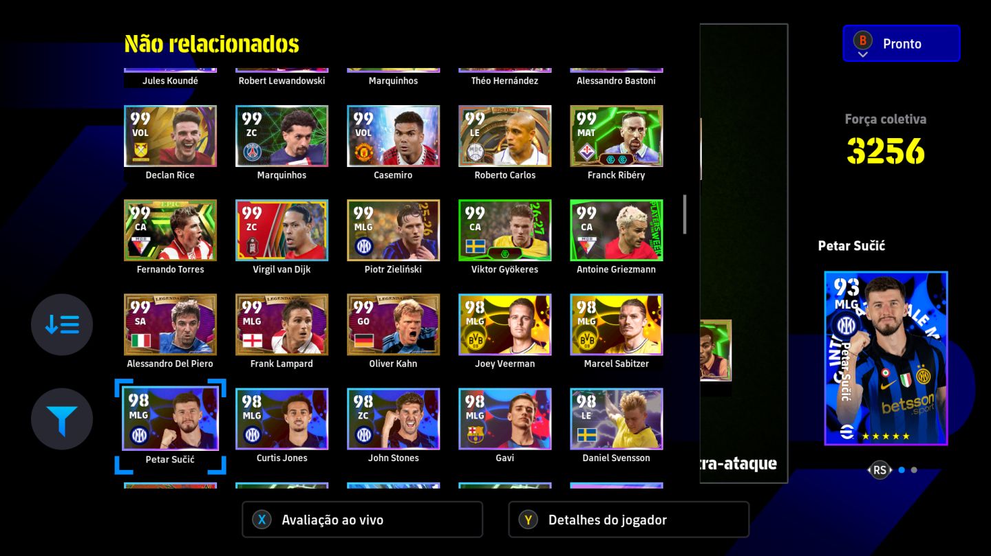 Conta Efootball Xbox/PC - Del Piero, Mbappé, Yamal, Romario, Messi, Kane e etc
