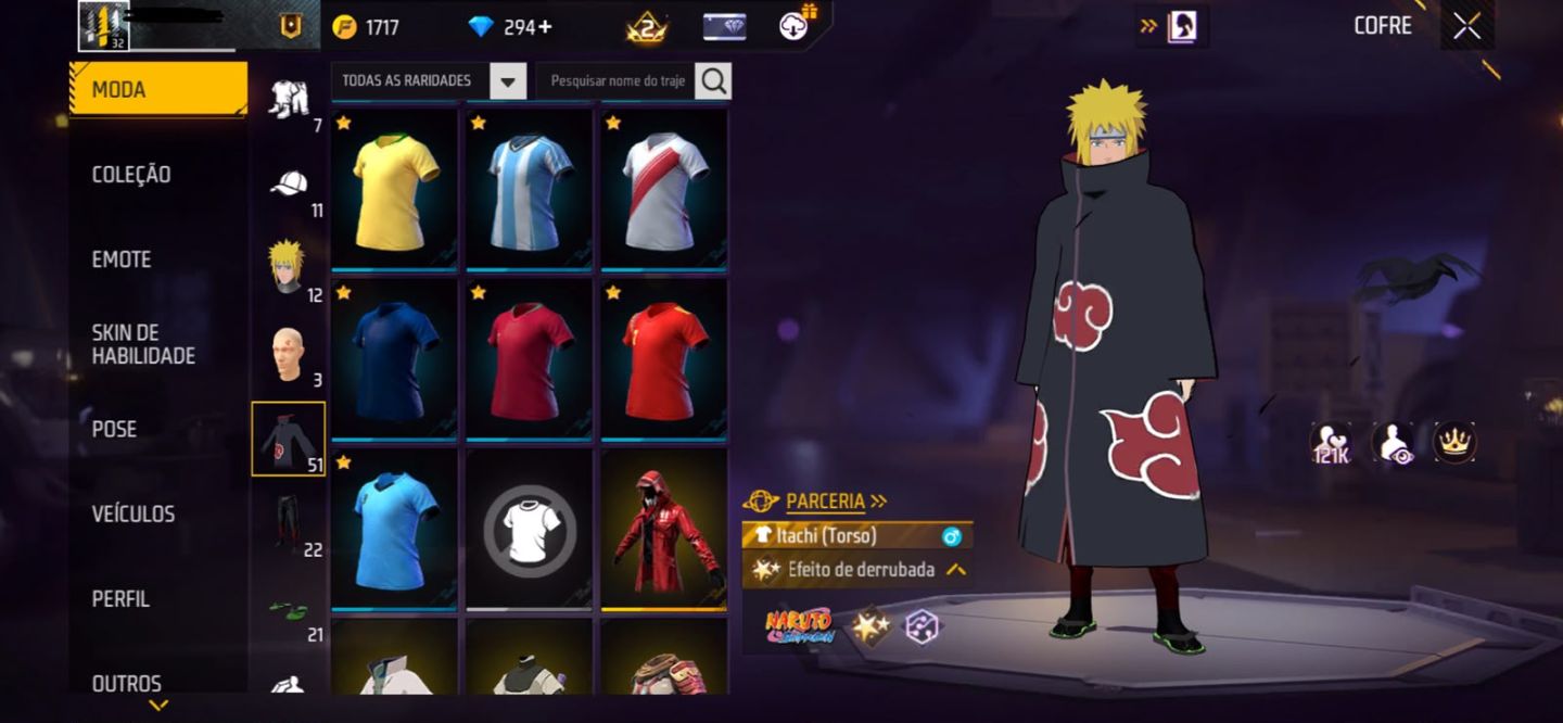 CONTA DE FREE FIRE COM ITACHI E 290 DIAMANTES NA CONTA!