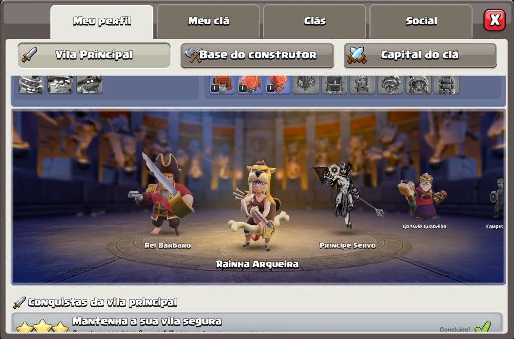 CONTA CLASH OF CLANS | CV UPADO, SEMI-FULL, CLÃ, SKINS