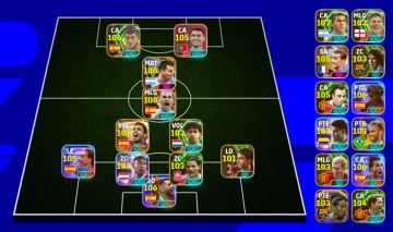 CONTA eFOOTBALL 3257 FORÇA COLETIVA Rodri 107,iniesta 108,cr7 105,messi 106