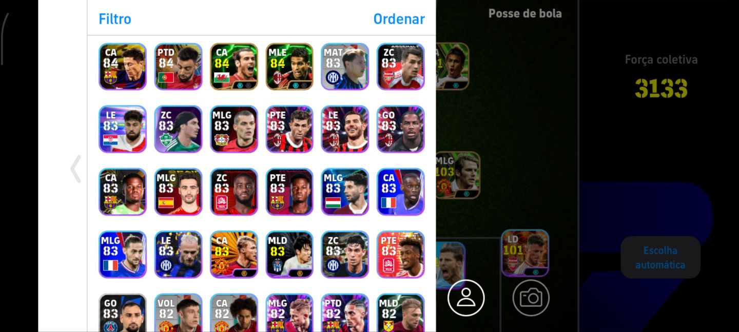Conta Efootball Mobile 26 | Força 3133 |Ronaldinho 104, Suarez & Cia