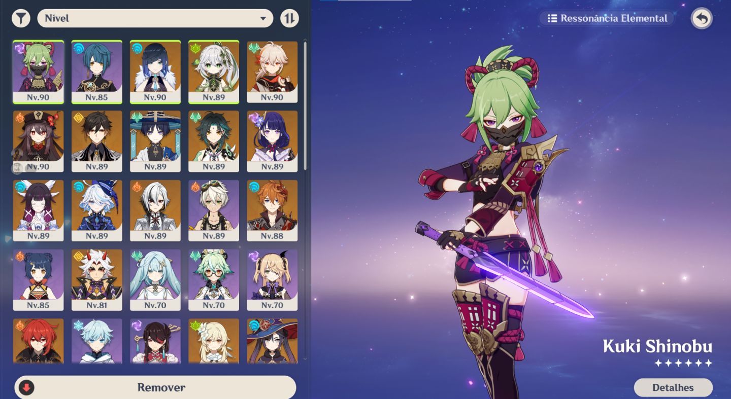 CONTA GENSHIN IMPACT AR 57 | 17 PERSONAGENS 5 | VÁRIOS LV. 90