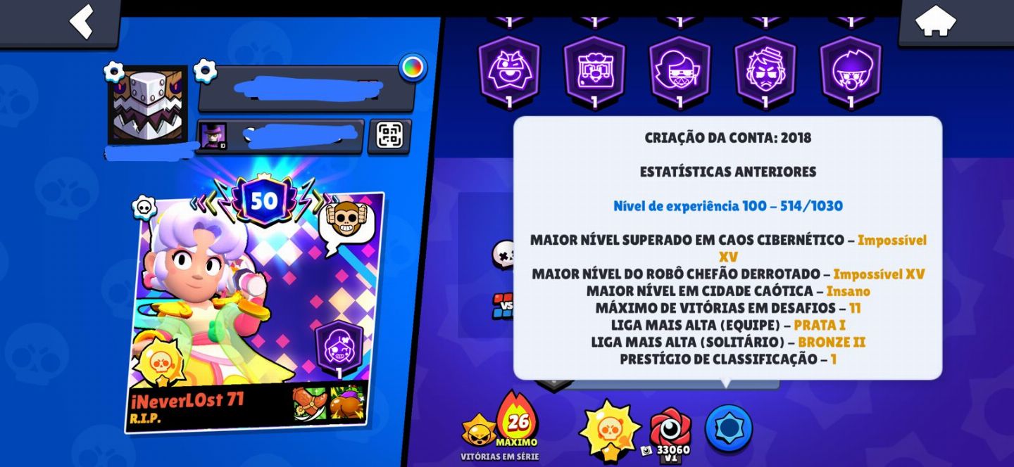 Conta Brawl Stars semi full 2018