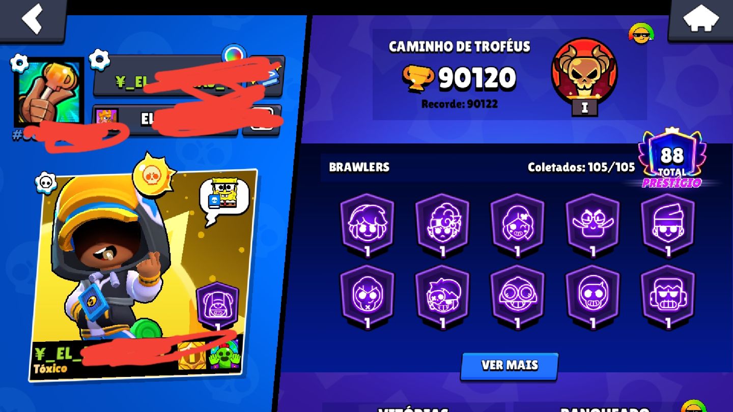 CONTA ANTIGA E COM 90K TROFÉUS NO BRAWL STARS