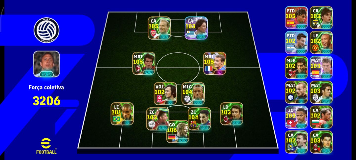 Conta eFOOTBALL top força coletiva 3206
