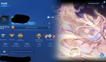 Conta HOK Main Adc, lv 123, 113 Heróis, 172 skins, 58k aste, 1264 dias de conta