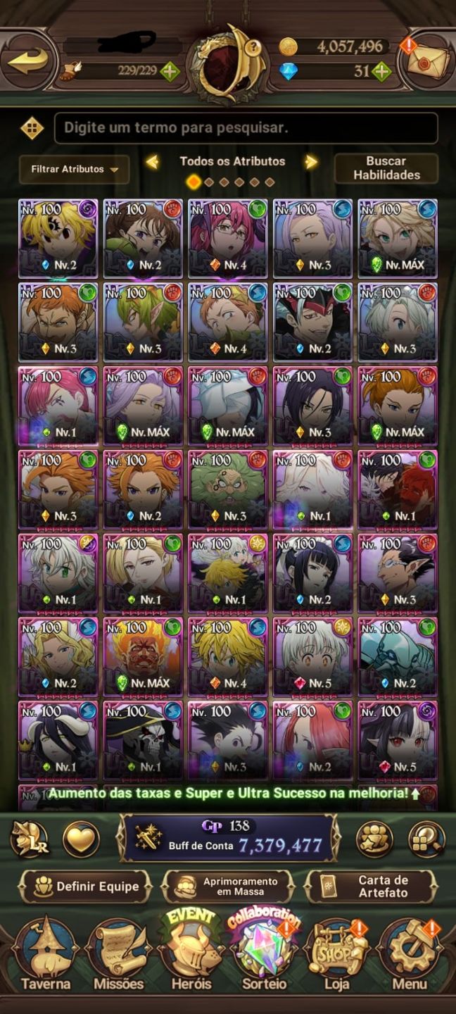 CONTA 7DS GRAND CROSS / 7kk CCBOX / TODOS VINCULOS DISPONIVEIS / NEGOCIÁVEL
