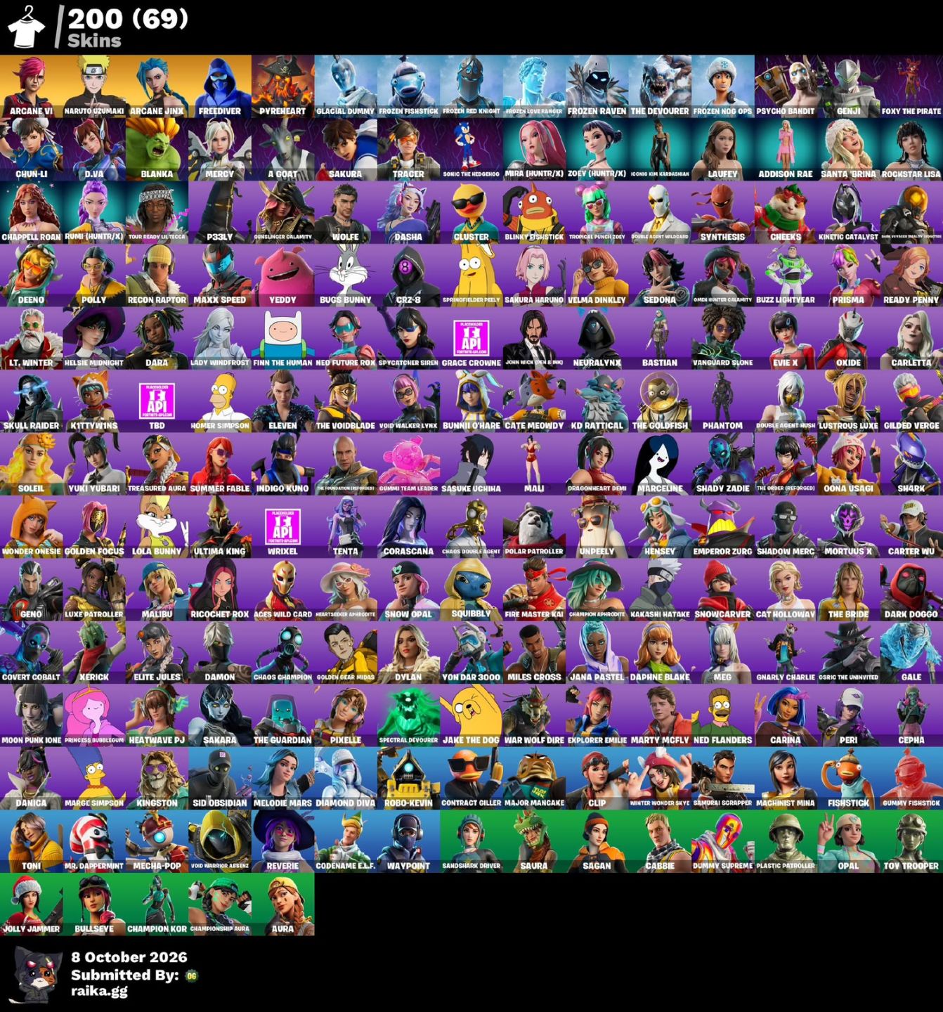 Fortnite | 200 Skins | Arcane Jinx e Vi + Psycho Bandit + Chun-Li