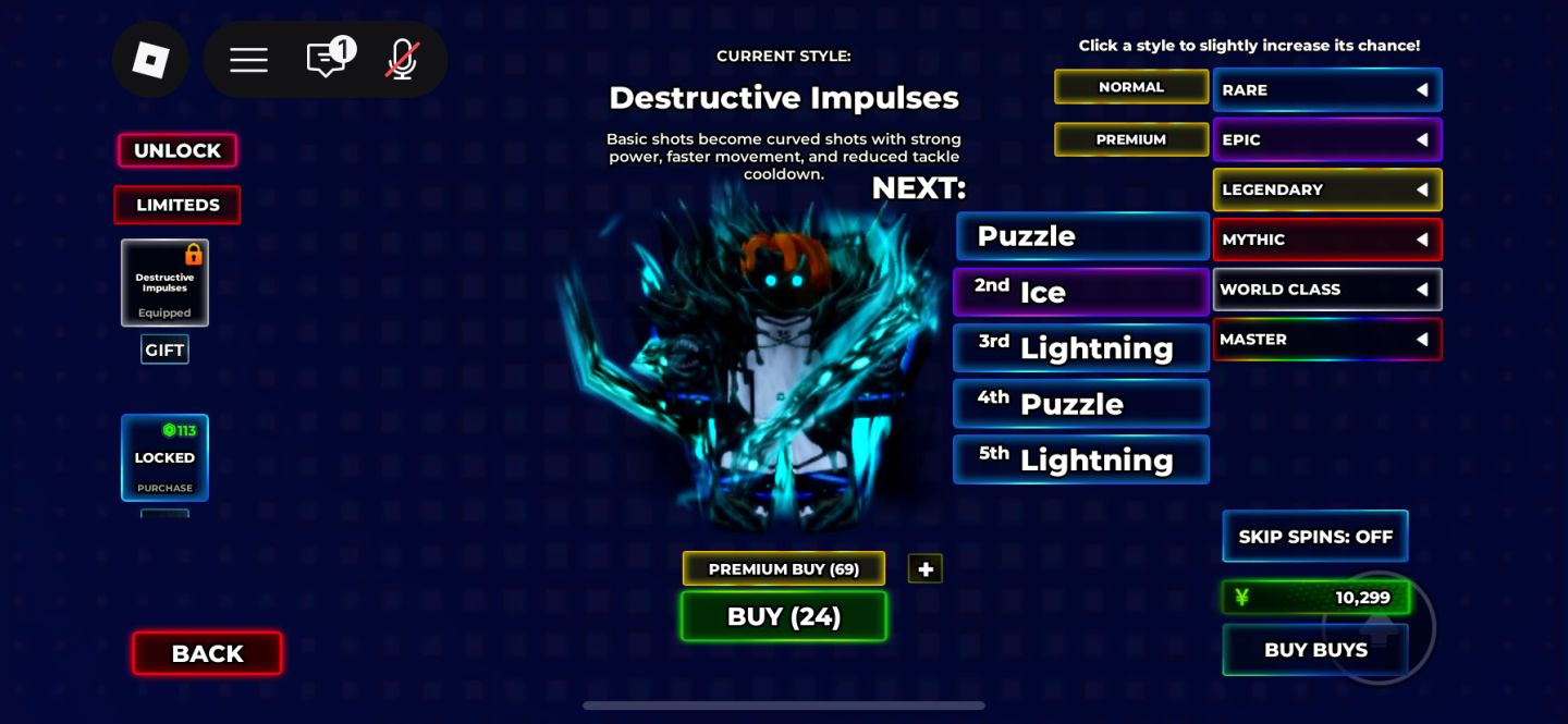 CONTA BLUE LOCK RIVALS: Kaiser + Destructive Impulses + 200 Spins!